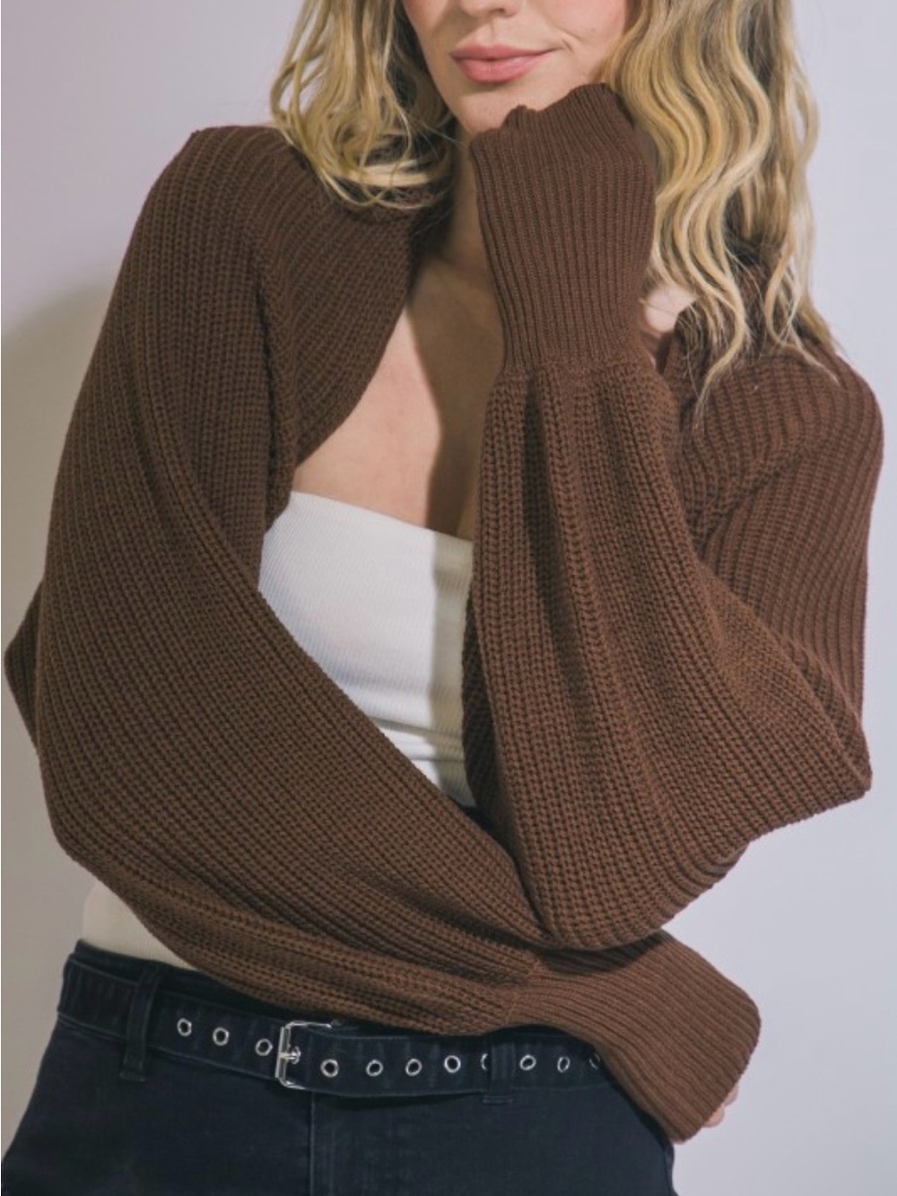 Knit Bolero Shrug Sweater coffee
